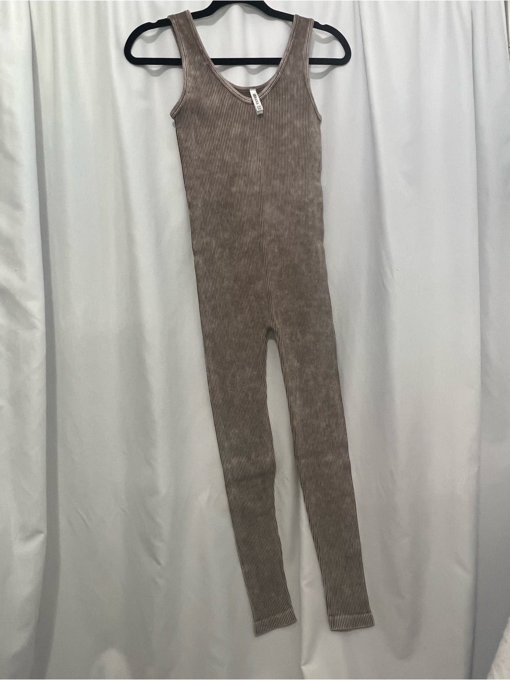 Zenana stove washed, ribbed seamless sport jumpsuit mocha S/M